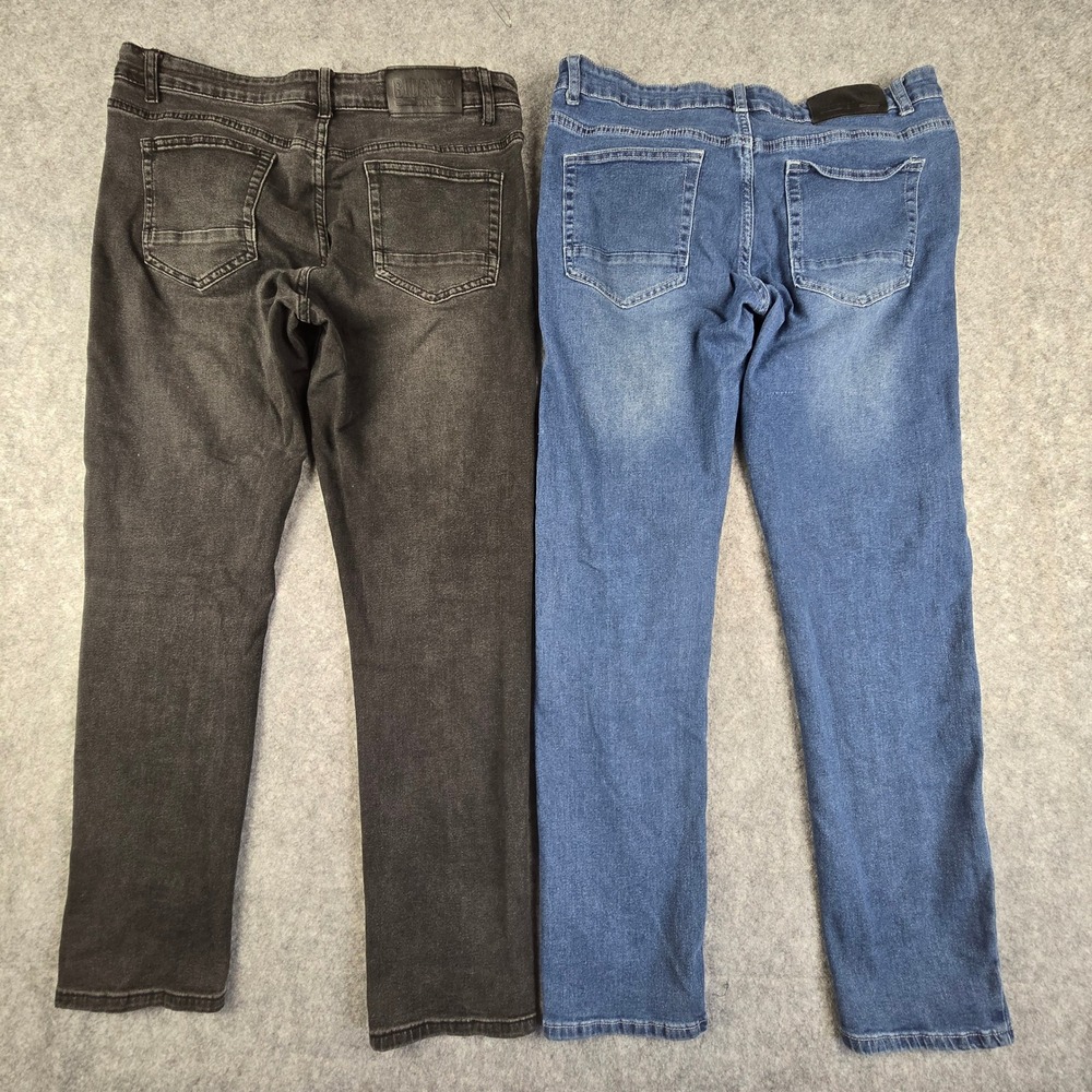 Blu Rock Denim Mens Straight Leg Jeans‎ Bundle 34x31 Black Blue 2 Pairs Stretch - Picture 5 of 11